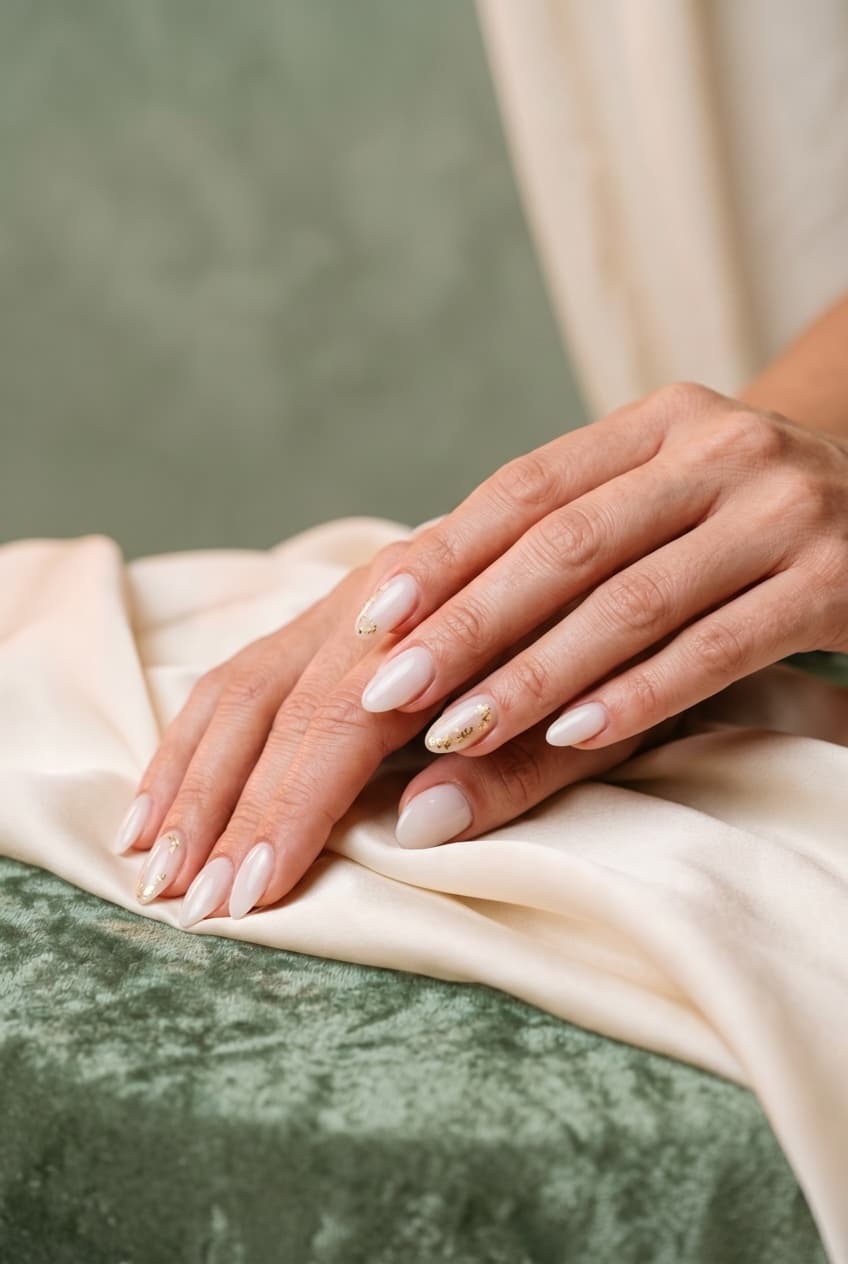 Milky gold leaf — VA Nails, Southampton